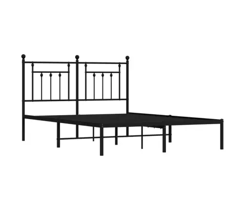 Gultas Rāmis Ar Galvgali, Melns Metāls, 140X190 Cm Vidaxl