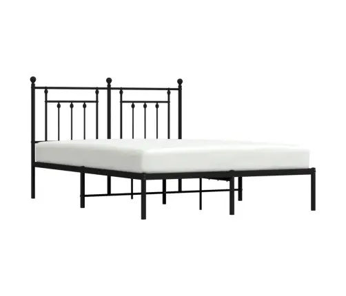 Gultas Rāmis Ar Galvgali, Melns Metāls, 140X190 Cm Vidaxl
