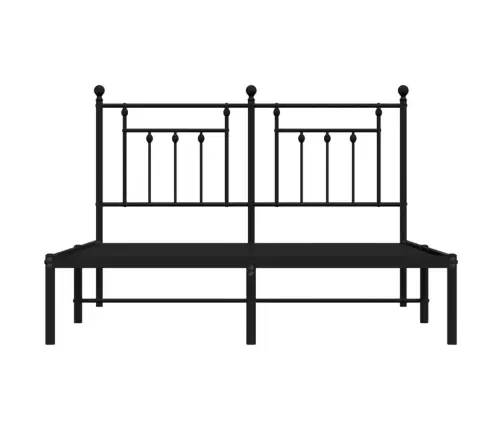 Gultas Rāmis Ar Galvgali, Melns Metāls, 140X190 Cm Vidaxl