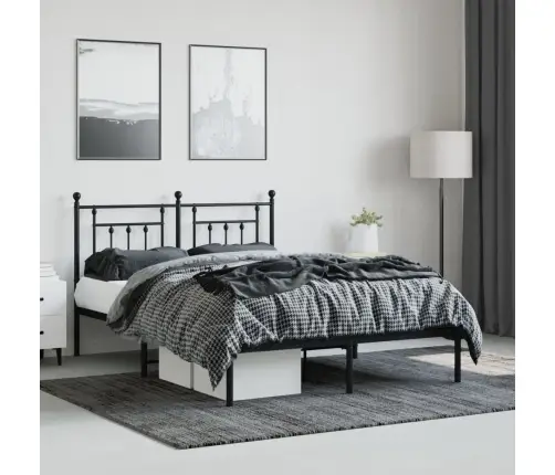 Metalinis Lovos Rėmas Su Galvūgaliu, Juodos Spalvos, 140X200Cm