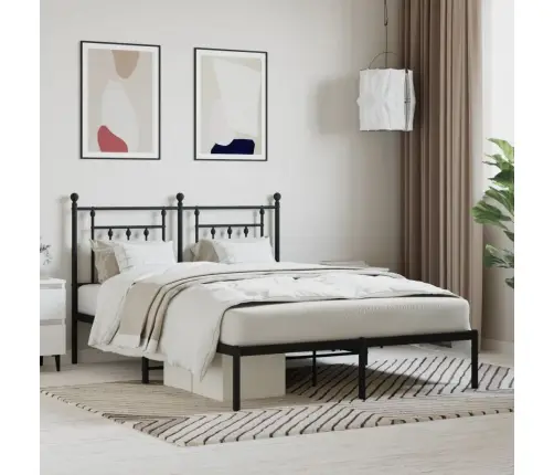 Metalinis Lovos Rėmas Su Galvūgaliu, Juodos Spalvos, 140X200Cm