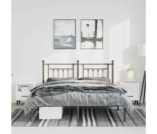 Metallist Voodiraam Peatsiga, Must, 150X200 Cm