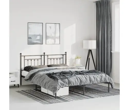 Metallist Voodiraam Peatsiga, Must, 150X200 Cm