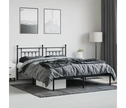 Metallist Voodiraam Peatsiga, Must, 160 X 200 Cm