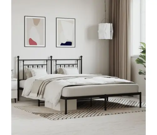 Metallist Voodiraam Peatsiga, Must, 160 X 200 Cm