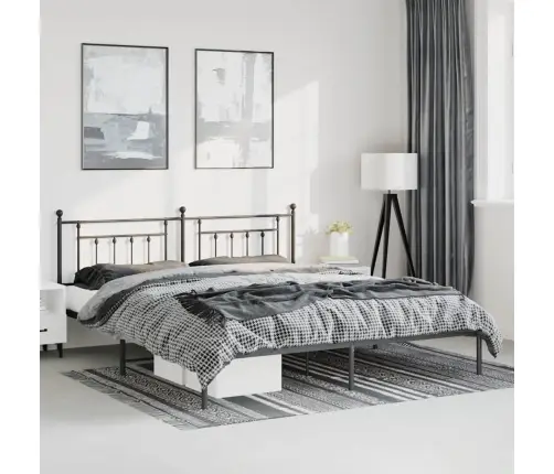 Gultas Rāmis Ar Galvgali, Melns Metāls, 183X213 Cm Vidaxl