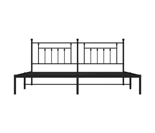 Gultas Rāmis Ar Galvgali, Melns Metāls, 200X200 Cm Vidaxl