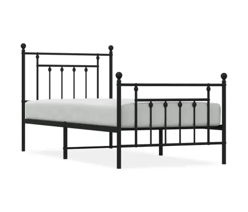Gultas Rāmis Ar Galvgali Un Kājgali, Melns Metāls, 80X200 Cm Vidaxl
