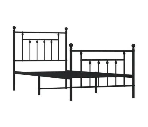Gultas Rāmis Ar Galvgali Un Kājgali, Melns Metāls, 80X200 Cm Vidaxl