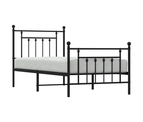 Gultas Rāmis Ar Galvgali Un Kājgali, Melns Metāls, 80X200 Cm Vidaxl