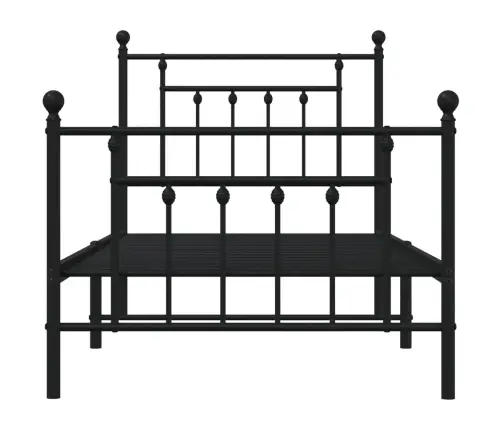 Gultas Rāmis Ar Galvgali Un Kājgali, Melns Metāls, 80X200 Cm Vidaxl