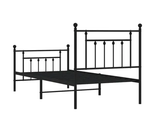 Gultas Rāmis Ar Galvgali Un Kājgali, Melns Metāls, 80X200 Cm Vidaxl