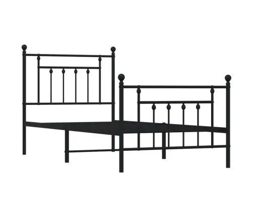 Gultas Rāmis Ar Galvgali Un Kājgali, Melns Metāls, 90X190 Cm Vidaxl