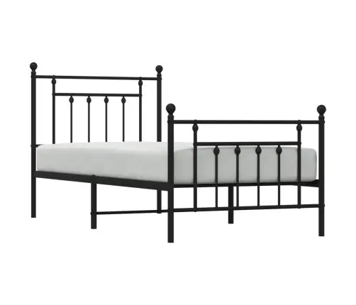 Gultas Rāmis Ar Galvgali Un Kājgali, Melns Metāls, 90X190 Cm Vidaxl