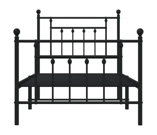 Gultas Rāmis Ar Galvgali Un Kājgali, Melns Metāls, 90X190 Cm Vidaxl
