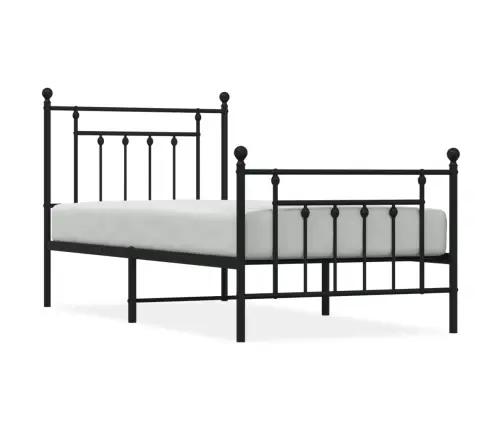 Gultas Rāmis Ar Galvgali Un Kājgali, Melns Metāls, 90X200 Cm Vidaxl