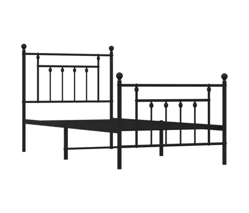 Gultas Rāmis Ar Galvgali Un Kājgali, Melns Metāls, 90X200 Cm Vidaxl