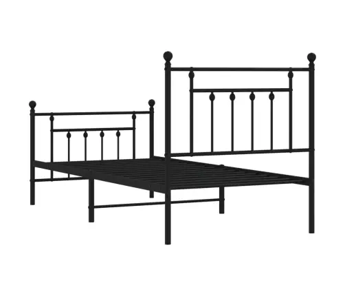 Gultas Rāmis Ar Galvgali Un Kājgali, Melns Metāls, 90X200 Cm Vidaxl