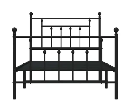 Gultas Rāmis Ar Galvgali Un Kājgali, Melns Metāls, 100X190 Cm Vidaxl