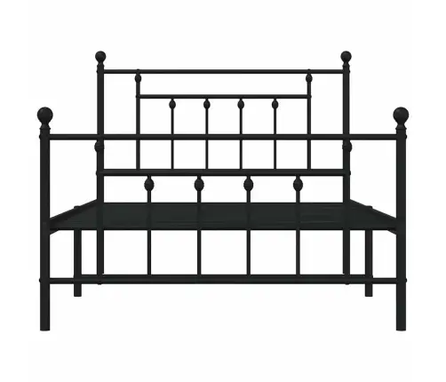 Gultas Rāmis Ar Galvgali Un Kājgali, Melns Metāls, 100X200 Cm Vidaxl
