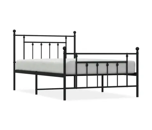 Gultas Rāmis Ar Galvgali Un Kājgali, Melns Metāls, 107X203 Cm Vidaxl
