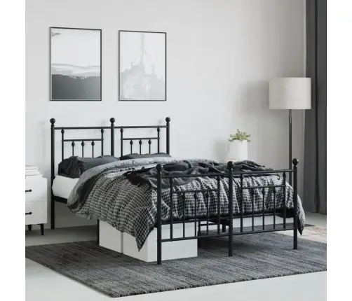 Lovos Rėmas Su Galvūgaliu/Kojūgaliu, Juodas, 120X190cm Metalas