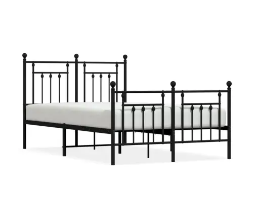 Gultas Rāmis Ar Galvgali Un Kājgali, Melns Metāls, 120X200 Cm Vidaxl