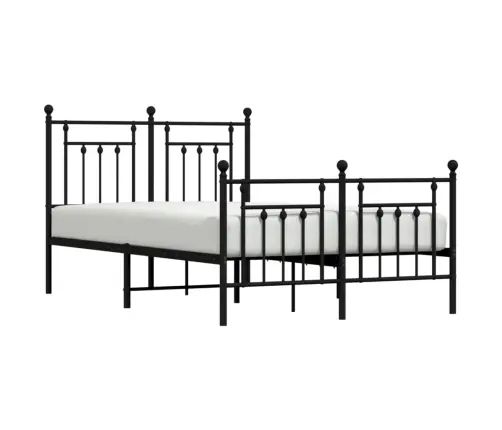 Gultas Rāmis Ar Galvgali Un Kājgali, Melns Metāls, 120X200 Cm Vidaxl