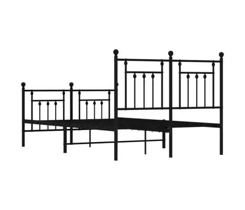 Gultas Rāmis Ar Galvgali Un Kājgali, Melns Metāls, 120X200 Cm Vidaxl