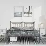 Gultas Rāmis Ar Galvgali Un Kājgali, Melns Metāls, 135X190 Cm Vidaxl