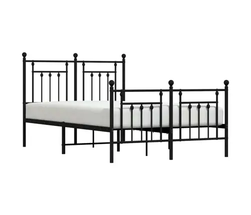 Gultas Rāmis Ar Galvgali Un Kājgali, Melns Metāls, 135X190 Cm Vidaxl