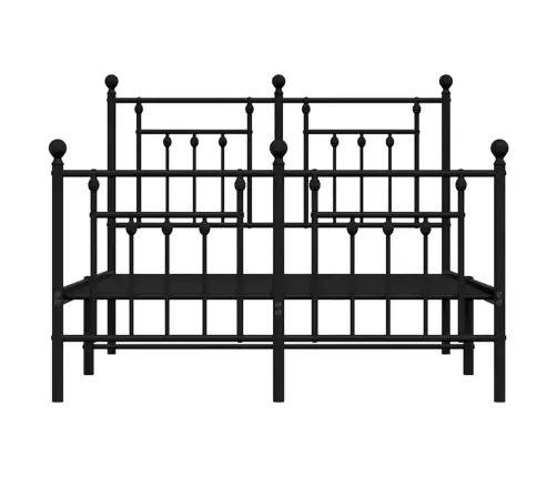 Gultas Rāmis Ar Galvgali Un Kājgali, Melns Metāls, 135X190 Cm Vidaxl