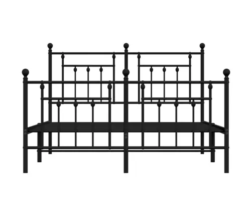 Gultas Rāmis Ar Galvgali Un Kājgali, Melns Metāls, 140X190 Cm Vidaxl