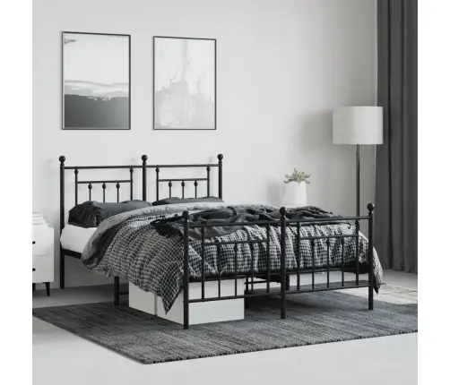 Metallist Voodiraam Peatsi Ja Jalutsiga, Must, 140X200 Cm