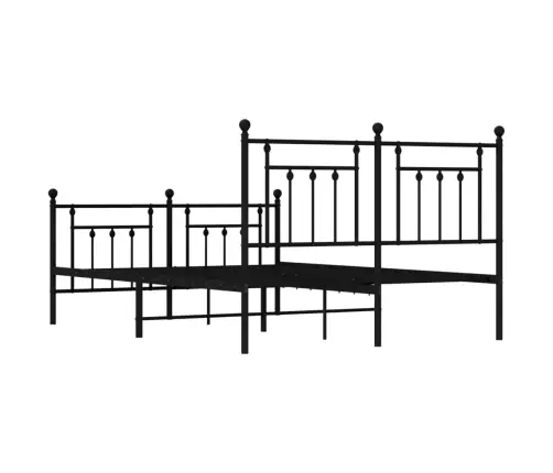 Metallist Voodiraam Peatsi Ja Jalutsiga, Must, 140X200 Cm