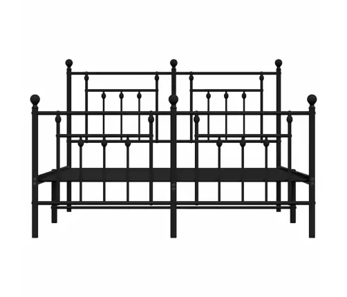 Gultas Rāmis Ar Galvgali Un Kājgali, Melns Metāls, 150X200 Cm Vidaxl