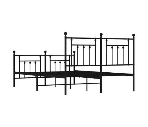 Gultas Rāmis Ar Galvgali Un Kājgali, Melns Metāls, 150X200 Cm Vidaxl