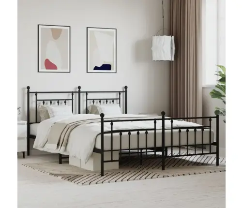 Metāla Gultas Rāmis Bez Matrača, Ar Kājgali, Melns, 180X200 Cm Vidaxl