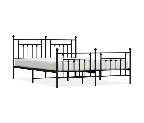 Metallist Voodiraam Peatsi Ja Jalutsiga, Must, 183X213 Cm