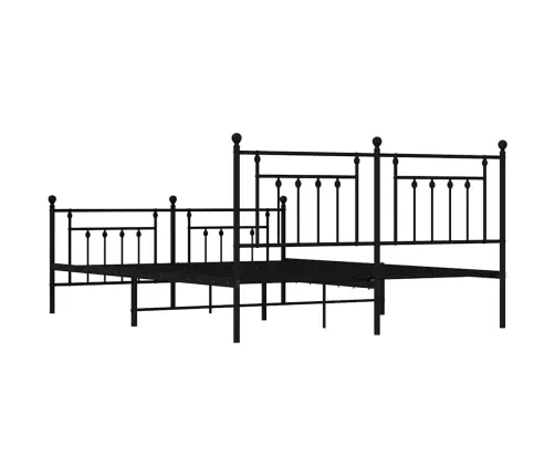 Metallist Voodiraam Peatsi Ja Jalutsiga, Must, 183X213 Cm