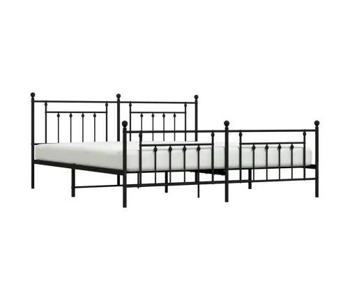 Gultas Rāmis Ar Galvgali Un Kājgali, Melns Metāls, 200X200 Cm Vidaxl