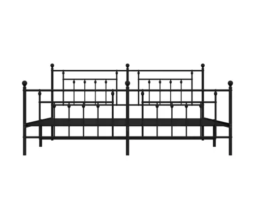 Gultas Rāmis Ar Galvgali Un Kājgali, Melns Metāls, 200X200 Cm Vidaxl