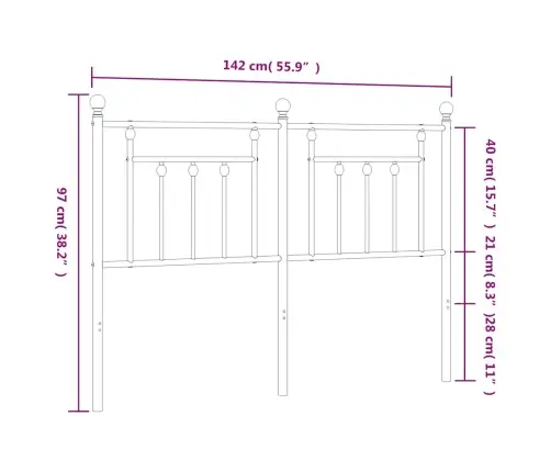 Gultas Galvgalis, Metāls, Melns, 135 Cm Vidaxl