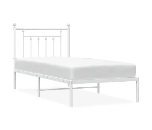 Metallist Voodiraam Peatsiga, Valge, 90 X 190 Cm