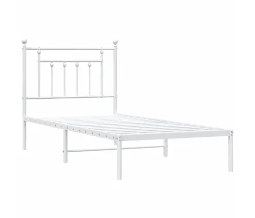 Metallist Voodiraam Peatsiga, Valge, 90 X 190 Cm