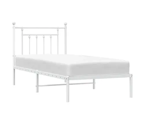 Metallist Voodiraam Peatsiga, Valge, 90 X 190 Cm