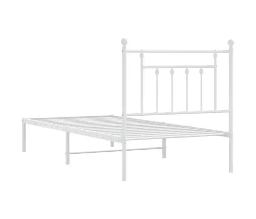 Metallist Voodiraam Peatsiga, Valge, 90 X 190 Cm