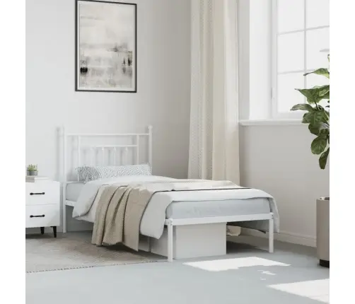 Metalinis Lovos Rėmas Su Galvūgaliu, Baltos Spalvos, 90X200Cm