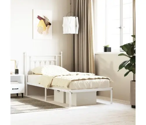 Metalinis Lovos Rėmas Su Galvūgaliu, Baltos Spalvos, 90X200Cm