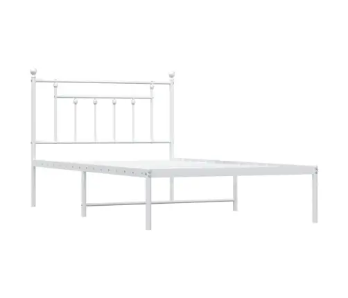 Metallist Voodiraam Peatsiga, Valge, 107X203 Cm